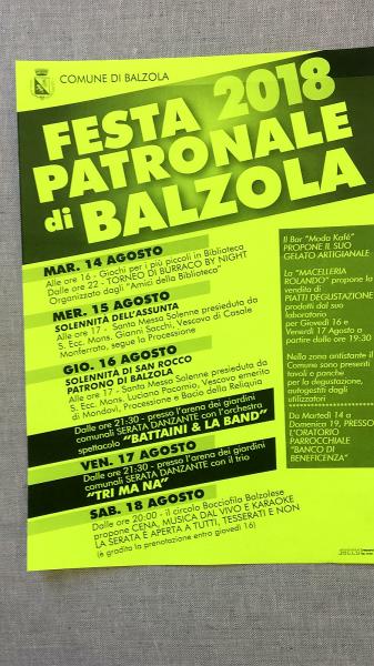 Festa Patronale di Balzola - 14 / 18 AGOSTO2018