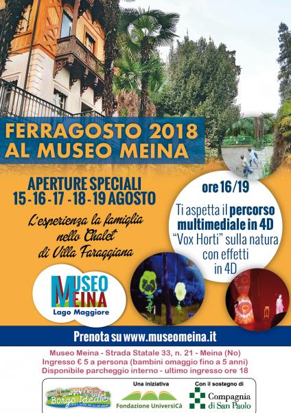 FERRAGOSTO 2018 AL MUSEO MEINA: DAL 15 AL 19 AGOSTO NEL PARCO CHALET DI VILLA FARAGGIANA SUL LAGO