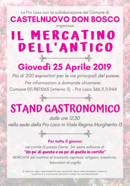 MERCATINO DELL’ANTICO 25 APRILE 2019