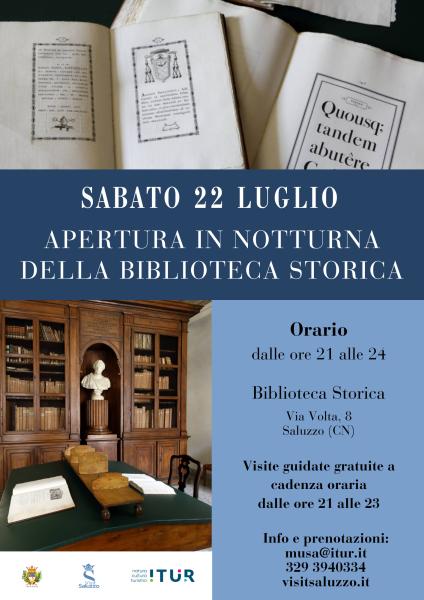 Apertura in notturna della Biblioteca Storica di Saluzzo