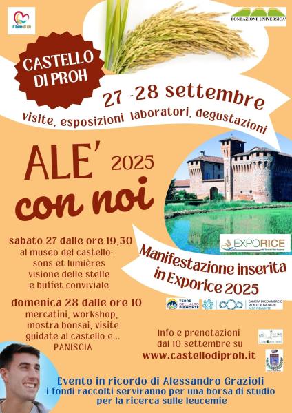 TERZA EDIZIONE DELLA MANIFESTAZIONE CULTURALE ALE' CON NOI 2025 AL CASTELLO DI PROH